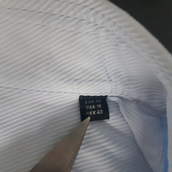 ZARA MAN SZ 16 Light Baby Blue 100% Cotton Men's Button Up Dress Shirt - Picture 5 of 12